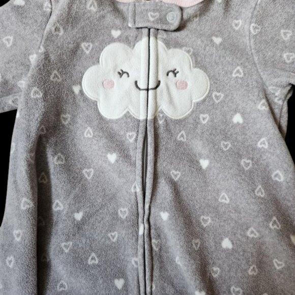 CARTERS Gray Heart Print Fleece Sleep Sack Wearable Blanket Girls S 0-3 months * - Picture 2 of 3